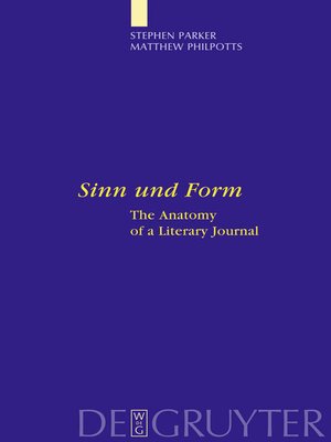 cover image of "Sinn und Form"